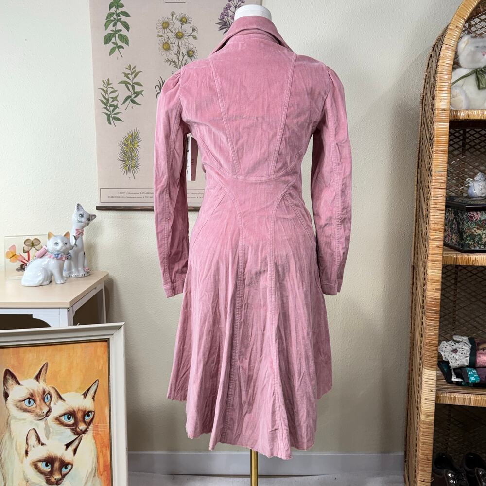 Y2k Pink Corduroy Trench Coat Dolly Kei Himekaji Fairy Dollette Femme NWT M - Picture 2 of 10